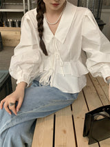 レースアップブラウス /  laceup white blouse