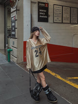 ガールズオーバーフィットラグビーTシャツ