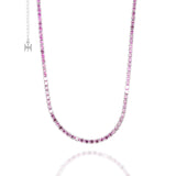 ピンクミニテニスネックレス/[S925] Pink Mini Tennis Necklace (white silver)