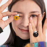 チャビーハートペンダントサージカルオープンリング/Chubby heart pendant surgical open ring (yellow)