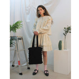 Wave smocking bag Ⅱ (black) (6657236172918)