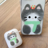 レオ　スケッチサムキャットクリスマスAirPodsケース　マット