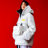 [UNISEX] EMT Bag Anorak Faux-Shearling Coat (White) (6656029163638)