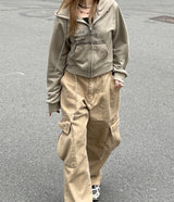 ディングデニムスリットワイドカーゴパンツ / Ding denim slit wide cargo pants