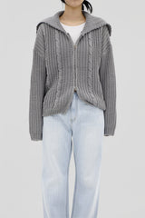 カラプレッツェルニットジップアップ / Kara pretzel knit zip-up (5color)
