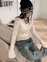 Kinu star point boat neck long sleeve knit