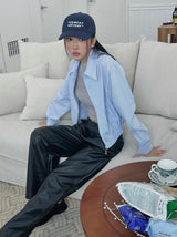 レザーストレートトラウザーズ / leather straight trousers