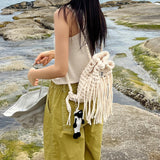 fringe mini backpack (ivory)