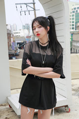 チェーンメッシュボックスTシャツ/TOP(8101) chain mesh box tea