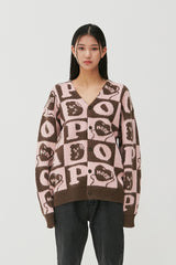 Hope Checker-Board Cardigan_Brown (6678734504054)