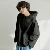 コットンフードアノラック / unisex cotton hood anorak black