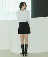 LINE PLEATED MINI SKIRT - BLACK (6689407238262)