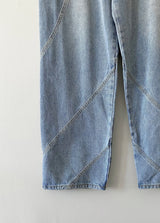 Coupure wide denim pants