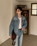 Lavender crop denim jacket (2 color) (6694661292150)
