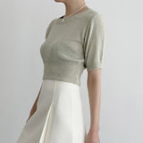 Chemistry Square Cropped Short-Sleeved Knitwear [4 colors]