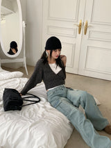 Halo pintuck shirring pocket cargo denim pants