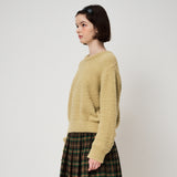 FLUFFY KNIT PULLOVER, MOS GREEN