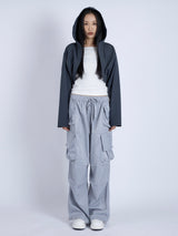 Satin Multi Pocket Pants, Silver