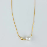 Simple pearl & ball necklace (6655934398582)