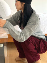 ラフィボカシラブラウンドニット