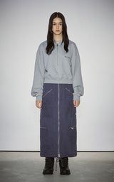 HAIF-ZIP HOODIE (CROP)_GRAY