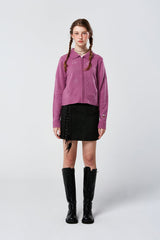 チェリーカラージップアップニット / CHERRY COLLAR ZIP UP KNIT KS [PURPLE]