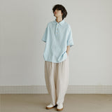 ハーフヘンリーネックシャツ / unisex half henlyneck shirts sky blue