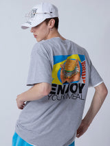 [ENJOY YOUR MEAL] HAMBURGER 1/2 T-SHIRT_GRAY (6582790783094)