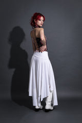 ASYMMETRIC SHIRRING SKIRT #WHITE