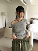 [SET] Signal Layered Tank Top One Shoulder T-Shirt