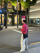 コットンワンタックバンドウエストワイドパンツ / Cotton One Tuck Banded Waist Wide Pants (7 colors)