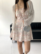 カエルレタリングストラップスリーブレスミニワンピース/ Karel lettering string sleeveless mini dress