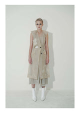 エンブロイダードブラッシュクリノリンテイラードドレス / Embroidered Blush Crinoline Tailored Dress (4464548937846)