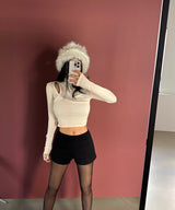 Open Warmer Cropped Turtleneck T-shirt