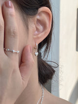 [92.5silver] bell heart one-touch earrings