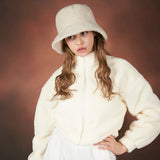 Monogram label fleece bucket hat