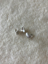 [92.5silver] matt heart one-touch earrings (wide ver.)
