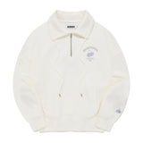 CHERRY ARCH CROP HALF ZIP UP [WHITE]