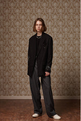 Belted wide slacks - Charcol (4622120091766)