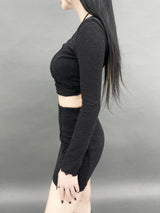 オッドストラップラインクロップT/796. Odd strap line crop T (2color)