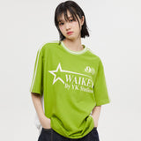 スターロゴ カラー ジャージ 半袖Tシャツ/Star logo round neck half sleeve tshirts