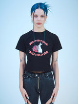 ラビットクロップTシャツ / RABBIT CROP T-SHIRTS(Bk)
