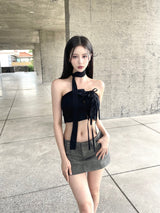 1011. Vintage punching leather mini sk