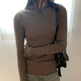 Conet ribbed slim fit inner long sleeve hoodie sweatshirt