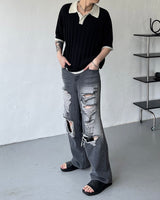 オーンショートスリーブブックルニットウェア / OWN Fnatic Short-Sleeved Bookle Knitwear (2 colors)