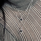 Rectangle UFO Onyx Necklace (Silver)