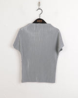 ギリープリーテッドプリーテッド半袖ブラウスTシャツ