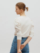 Ribbed  puff top - Ivory (6682209288310)