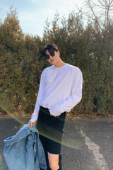 [MADE] Solid Tone Distressed Jeans (6690556444790)