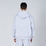 BASIC LOGO NEEDLEWORK HOODIE ZIP UP MELANGE 